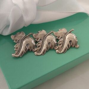 Vintage JewelArt Co. Sterling Silver Triple Leaf Brooch Pin - 2.25 Inches